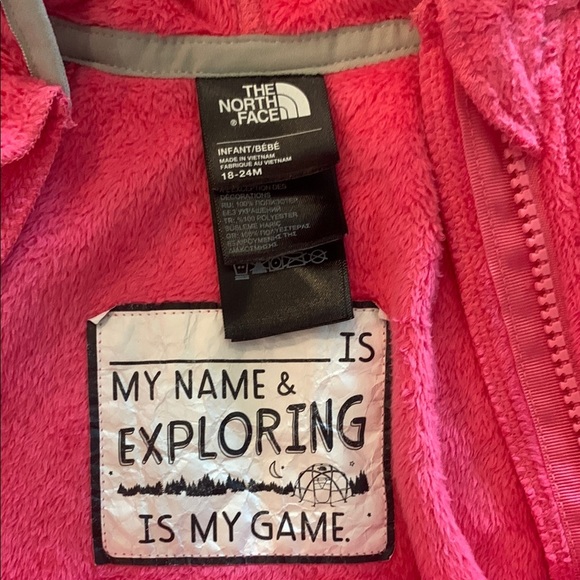 The North Face Pink Footies One Piece with Hood - Picture 2 of 5